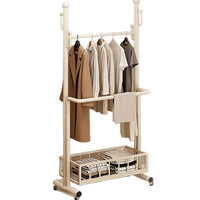 Freestanding Garment Rack with Storage Shelves and Hooks, Mobile Clothes Organizer for Bedroom