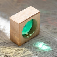 Wooden Rainbow Gem Building Blocks for Kids, Translucent Acrylic, Unpainted Beechwood