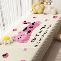 Cute Pet-Themed Faux Cashmere Absorbent Non-Slip Floor Mat for Balcony, Bay Window, Tatami
