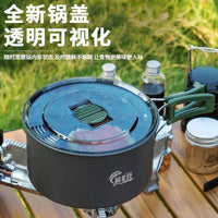 Outdoor Camping Cookware Set with Kettle and Frying Pan, Portable Picnic Cooking Gear