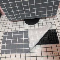 Desktop Computer Dust Cover Full Protection Set for Monitor and Mainframe, Cute Pastoral Plaid Keyboard Cover Cloth