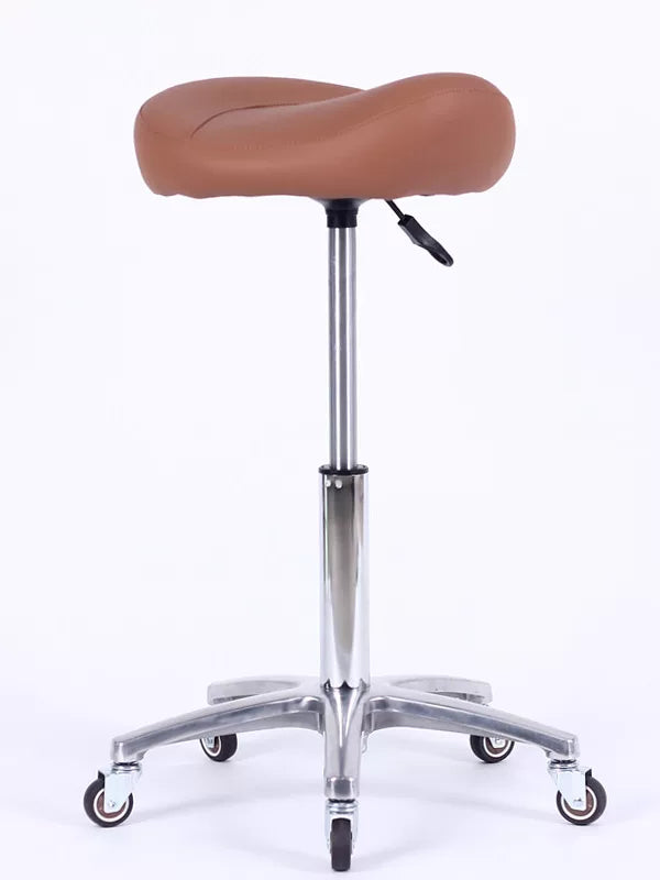 Ergonomic Saddle Stool with Backrest, Adjustable Height, Silent Wheels, for Salon and Workshop