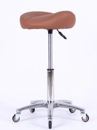 Ergonomic Saddle Stool with Backrest, Adjustable Height, Silent Wheels, for Salon and Workshop
