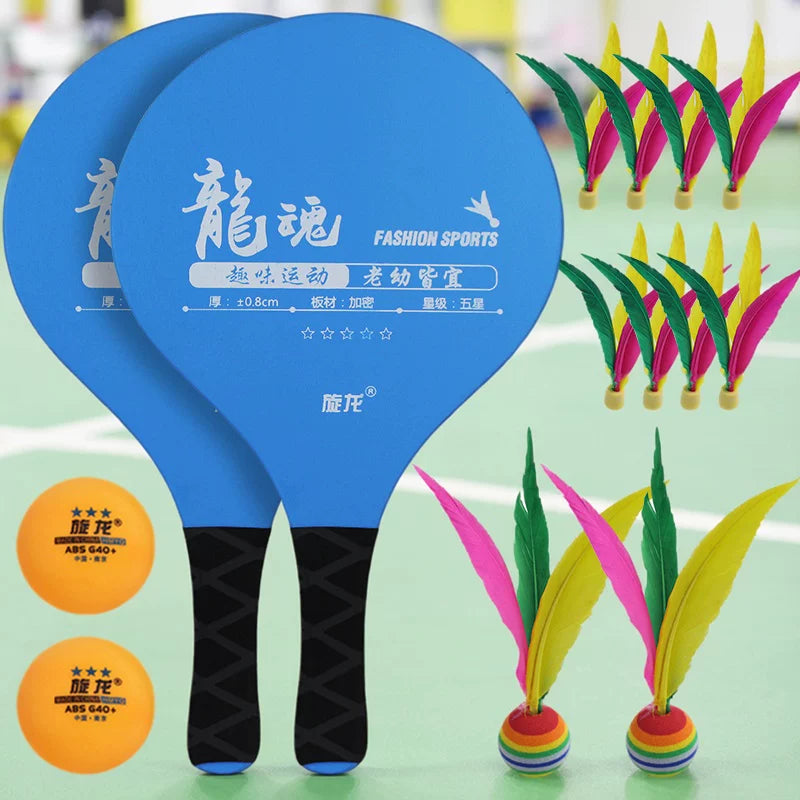 Professional Badminton Paddle Set with Shuttlecocks and Wooden Rackets for Kids and Adults