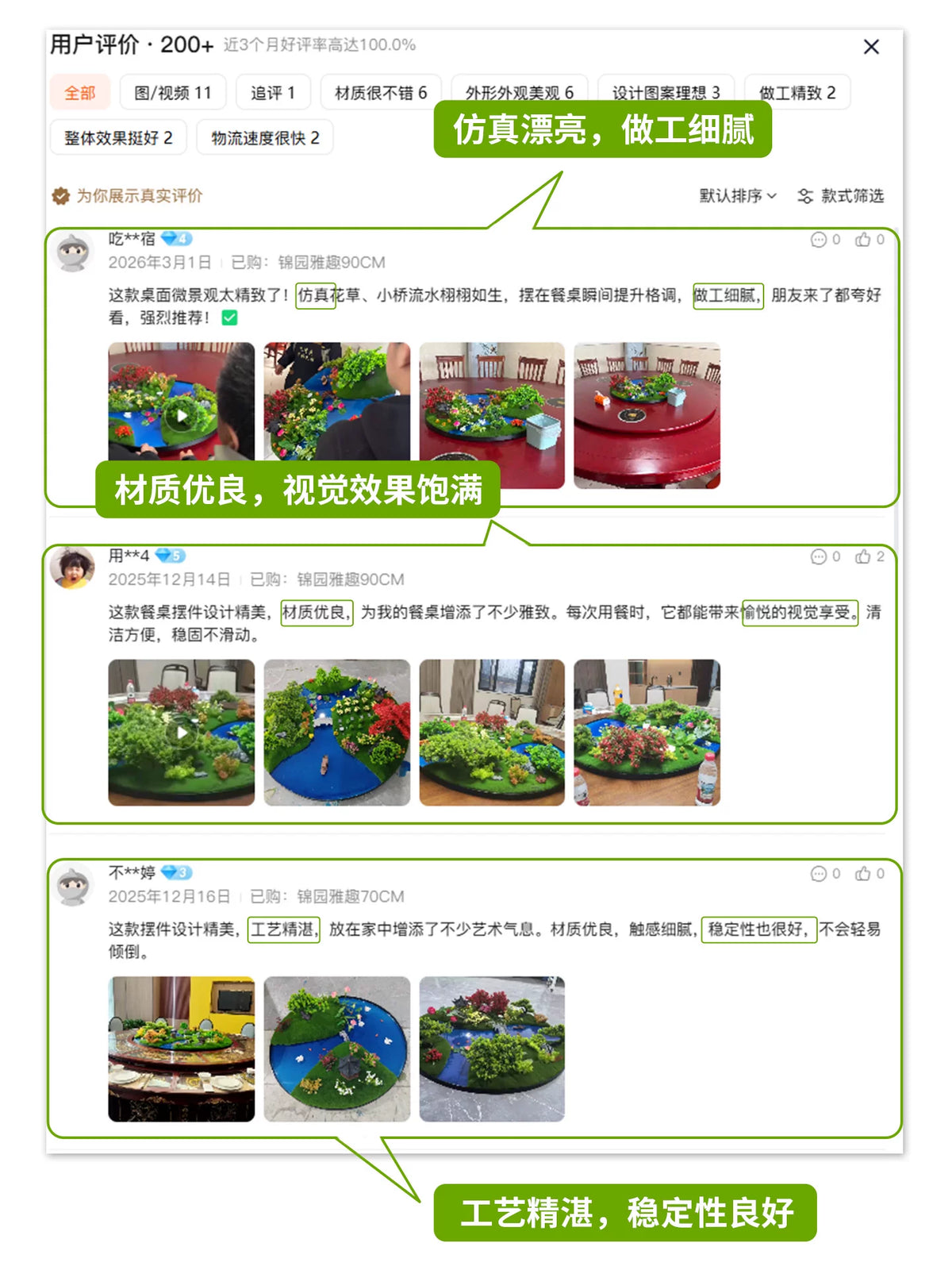 Artificial Moss Landscape Centerpiece for Round Dining Tables
