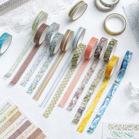Vintage Floral Washi Tape Set for DIY Journals and Scrapbooks