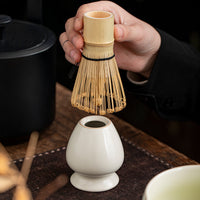 Ru Kiln Matcha Bowl with Spout and Whisk Set for Japanese Tea Ceremony
