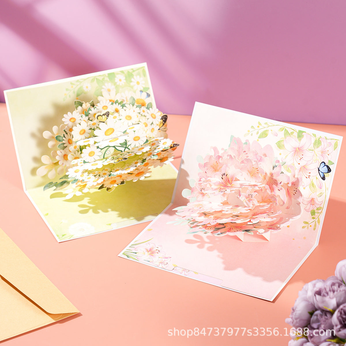 3D Flower Bouquet Greeting Card for Mother's Day, Teacher's Day, Thanksgiving, Nurse's Day, Women's Day, New Year, Employee Birthday