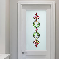 Stained Glass Style Window Film Retro Floral Pattern Self-Adhesive Privacy Decal for Home Decor