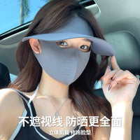 Ice Silk Breathable Sun Protection Face Mask with Brim and Neck Guard for Summer UV Protection