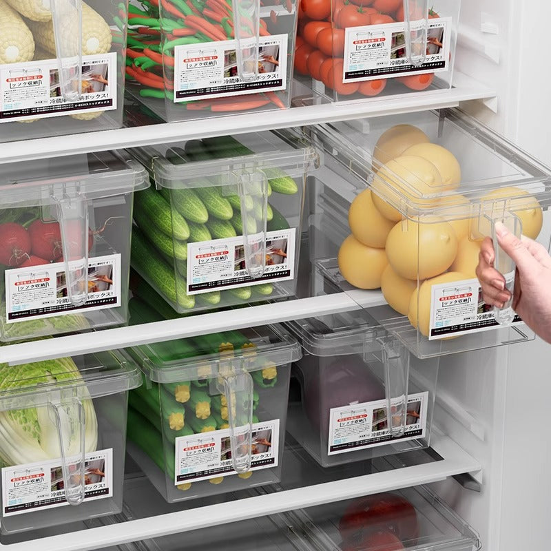 Food Grade Refrigerator Storage Bins with Handle for Fruits, Vegetables, and Eggs