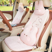 Cute Cartoon Plush Car Seat Cushion Set for Winter - Thickened Warm Seat Cover