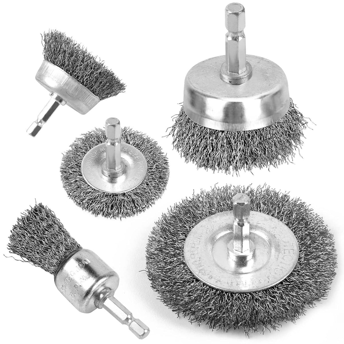 1/4-inch Hex Shank Wire Brush Set for Drill, Rust Removal, Polishing, and Cleaning