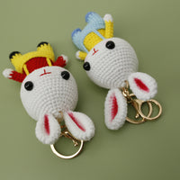 Handmade Crocheted Bunny Doll with Overalls - Knitted Rabbit Ornament for Baby Moms