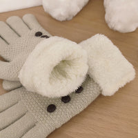 Winter Warm Double-Layer Cashmere Knit Gloves with Touchscreen Function