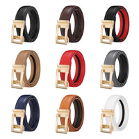 Men's Genuine Leather Belt with Automatic Gold Buckle for Business and Casual Wear