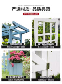 Outdoor Wood Archway Arbor with Gate for Climbing Plants, Garden Trellis for Roses and Vines