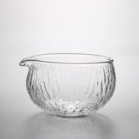 Japanese Style Hammered Glass Matcha Bowl with Spout, High Borosilicate Cold Brew Tea Bowl