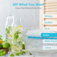 8-Grid Ice Cube Tray with Lid and Tongs Set