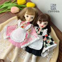 Handmade BJD Kimono Maid Dress Set for 1/6, 1/4 Scale Dolls