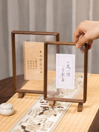 Black Walnut Solid Wood Magnetic Acrylic Double-Sided Display Frame for Calligraphy and Paintings