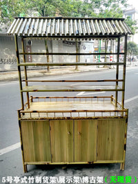 Natural Bamboo Display Shelf for Teahouse Restaurant Bar Counter Home Partition Movable Rack