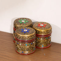 Thai Solid Wood Toothpick Holder with Glazed Glass, Creative New Chinese Style Cotton Swab Box