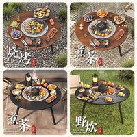 Portable Folding BBQ Grill Table with Charcoal Heater for Outdoor Patio & Camping