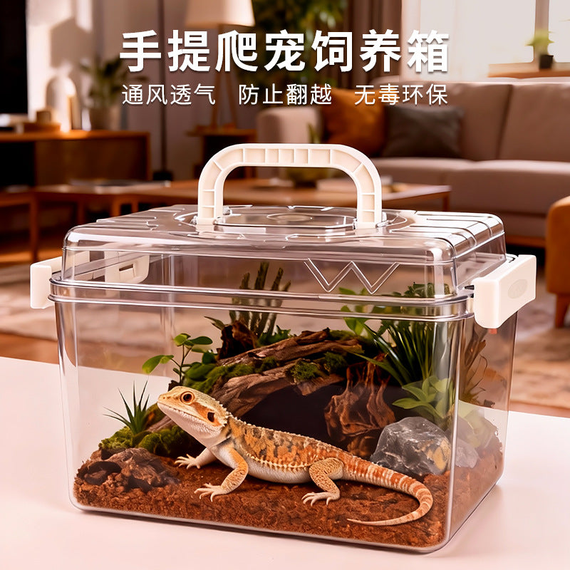 Portable Reptile Terrarium with Ventilation for Lizards, Geckos, Frogs, and Turtles