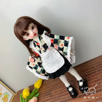 Handmade BJD Kimono Maid Dress Set for 1/6, 1/4 Scale Dolls