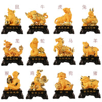 Large Chinese Zodiac Animal Figurine, Resin Gold Sand Craft for Home Decor and Gifts