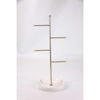 Iron Art Jewelry Display Stand with Shell-Shaped Ceramic Base for Necklaces Bracelets Rings