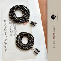 Collector's Grade Natural Gold Obsidian 108-Bead Mala Bracelet for Men and Women