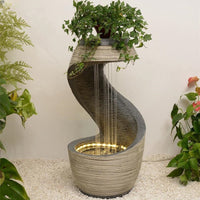 Indoor/Outdoor Tiered Rockery Fountain with LED Light - Zen Garden Water Feature for Home & Patio Decor