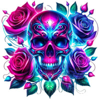 Halloween Skull and Floral Wall Decal Sticker