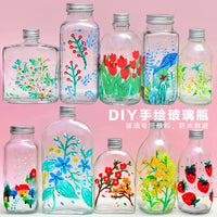 DIY Hand-Painted Glass Bottle Craft Kit for Kids, Creative Painting Vase Art Set