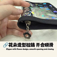 A7 Laser Heart Zipper Binder Notebook for Students and K-Pop Photocard Storage