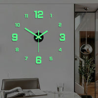 DIY Luminous Wall Clock Modern Self-Adhesive Large 3D Sticker Clock for Living Room Bedroom Decor