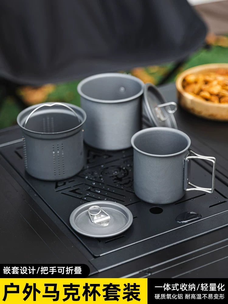 Portable Outdoor Tea Set with Infuser - 3-Piece Camping & Picnic Teaware