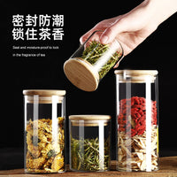 Glass Food Storage Jar with Bamboo Lid for Kitchen Pantry Organization