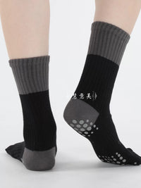 Non-Slip Toeless Yoga Pilates Socks for Women, 5-Toe Grip Socks for Barre Dance Fitness Home Workout