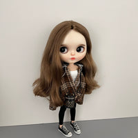 Blythe OB24 Azone19 BJD Doll Retro Plaid Two-Piece Style Coat