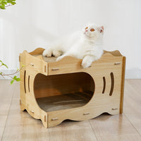 Meow Immortal Cat House Corrugated Cardboard Cat Scratcher Bed for Indoor Cats