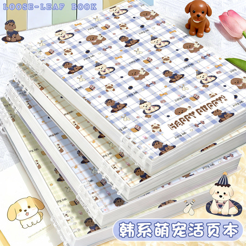 A5/B5 Cute Dog Loose-Leaf Notebook for Students, Detachable Diary and Blank Journal