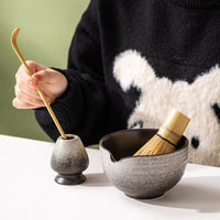 Japanese Ceramic Matcha Bowl Set with Whisk and Stand for Traditional Tea Ceremony