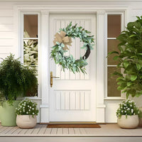 Artificial Lamb's Ear Olive Half Wreath Greenery Garland for All Seasons Door Wall Hanging Home Decor