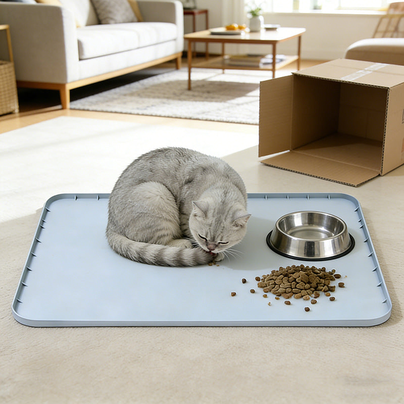 Multi-Size Silicone Cat Litter Mat Waterproof Non-Slip Pet Feeding Mat Easy Clean Splash-Proof