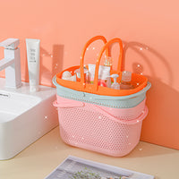 Portable Plastic Storage Basket with Handle for Shopping, Bath, and Gifting