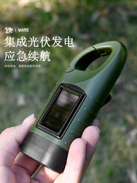 Portable Solar Hand Crank Flashlight with Power Bank Function for Outdoor Camping Emergency