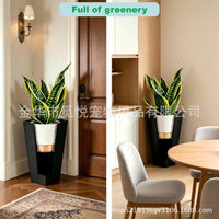 Stainless Steel Plant Pot Tray with Chain and Hook for Elevated Planters